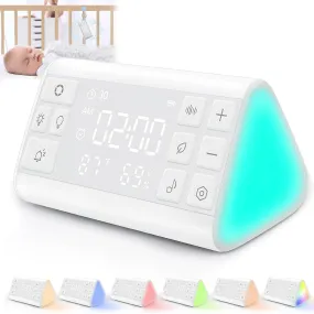 PIVDO White Noise Machine for Baby & Adults with Digital Table Clock,7 Lights, Temperature & Humidity Display, 35 Sounds, Portable USB-C Rechargeable Device for Bedroom, Study Table, Night Lamp