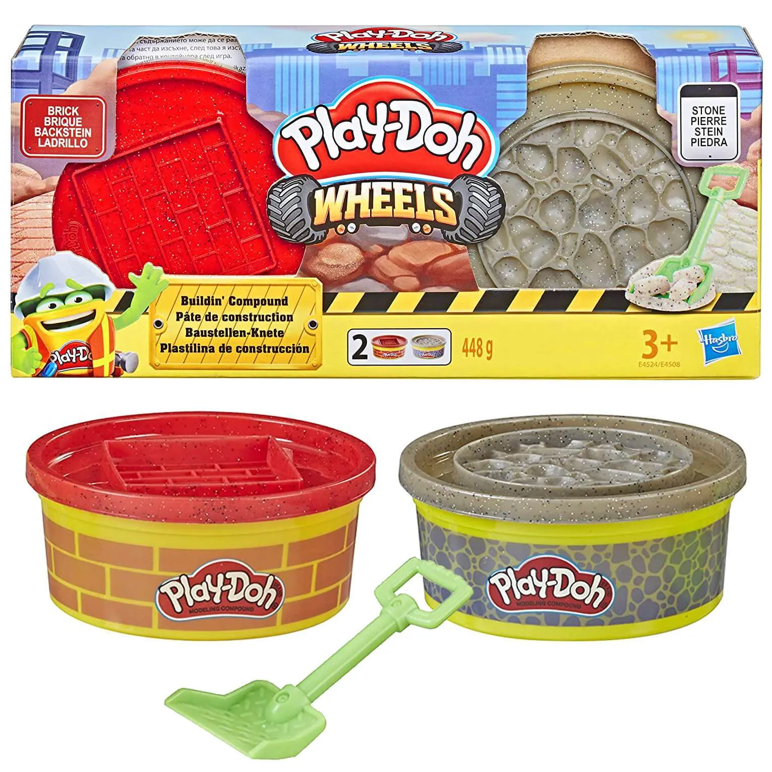 Play-Doh Wheels Compound Sets 2x8oz Tubs Dough Stamper Lid Tool