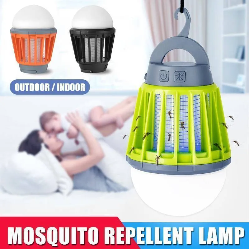 Portable 2-in-1 Mosquito Killer & LED Lantern for Camping with Hook