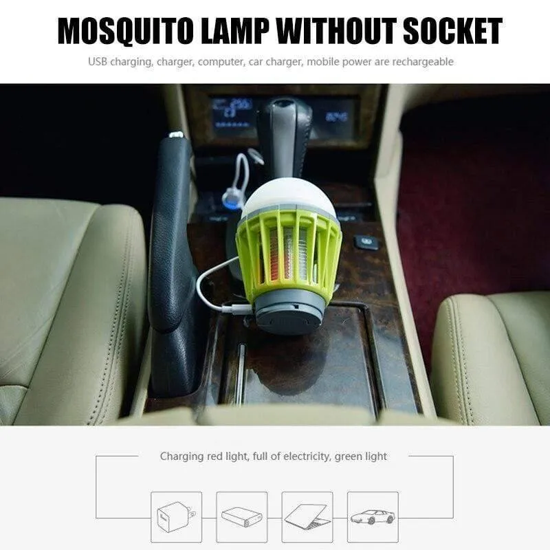 Portable 2-in-1 Mosquito Killer & LED Lantern for Camping with Hook