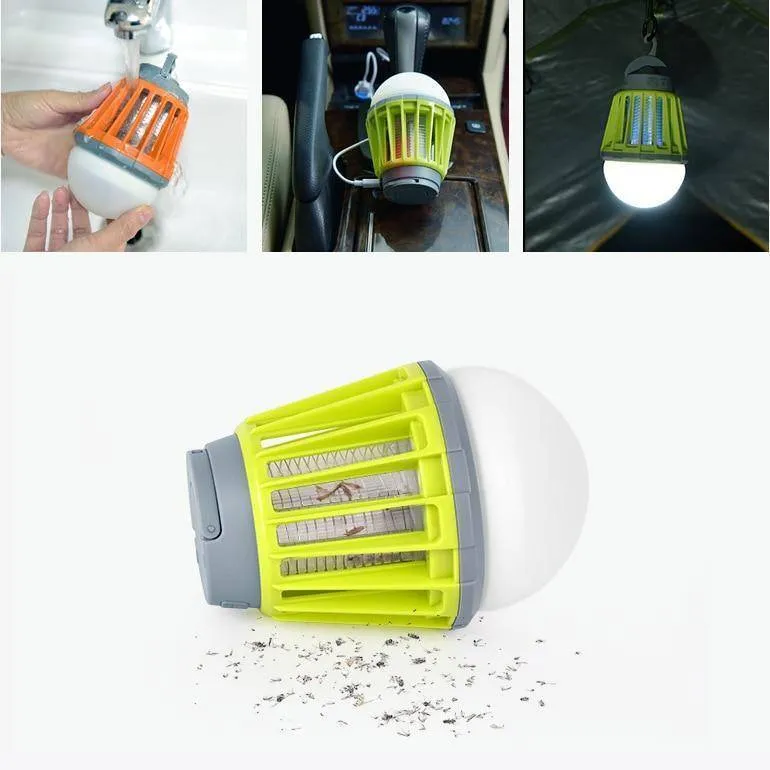 Portable 2-in-1 Mosquito Killer & LED Lantern for Camping with Hook