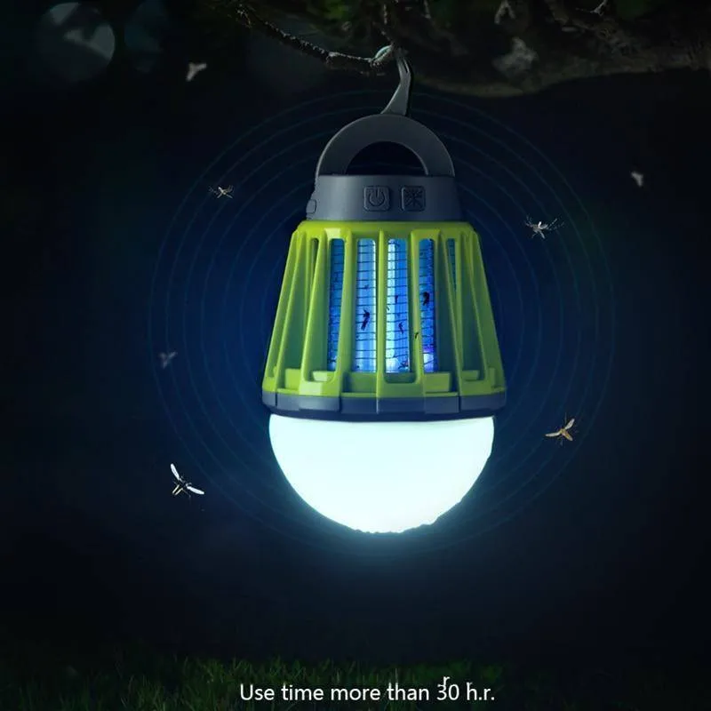 Portable 2-in-1 Mosquito Killer & LED Lantern for Camping with Hook