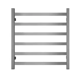 Premium Gunmetal Heated Towel Rack - 6 Bars, Square Design, AU Standard, 650x620mm Wide