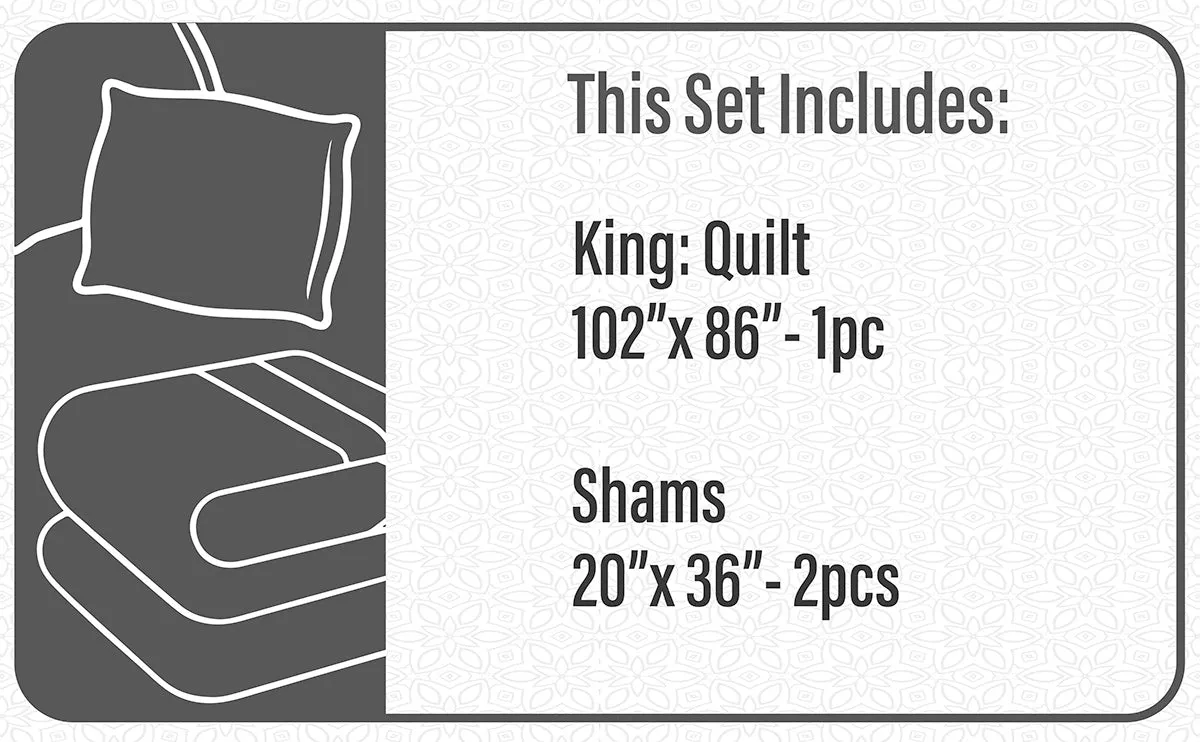 Quilt Bedding Set Woven 3 Piece Set King Easton