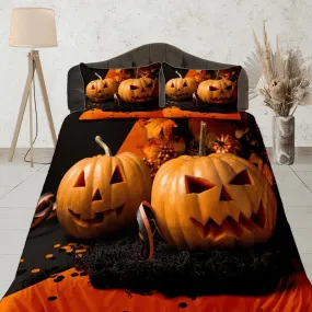 Real pumpkin halloween bedding & pillowcase, gothic duvet cover, dorm bedding, halloween decor goth bedding, halloween gift, toddler bedding