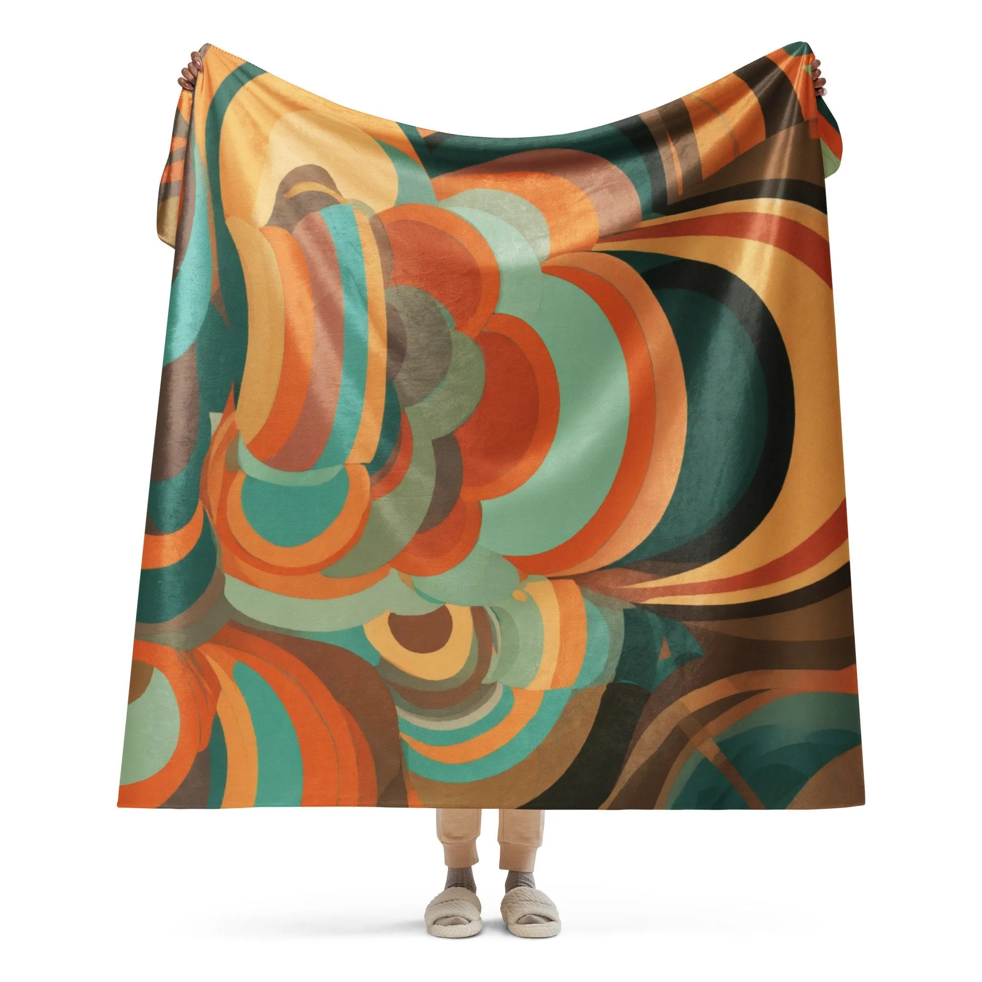 Retro Verve Sherpa Blanket with Vibrant Abstract Print