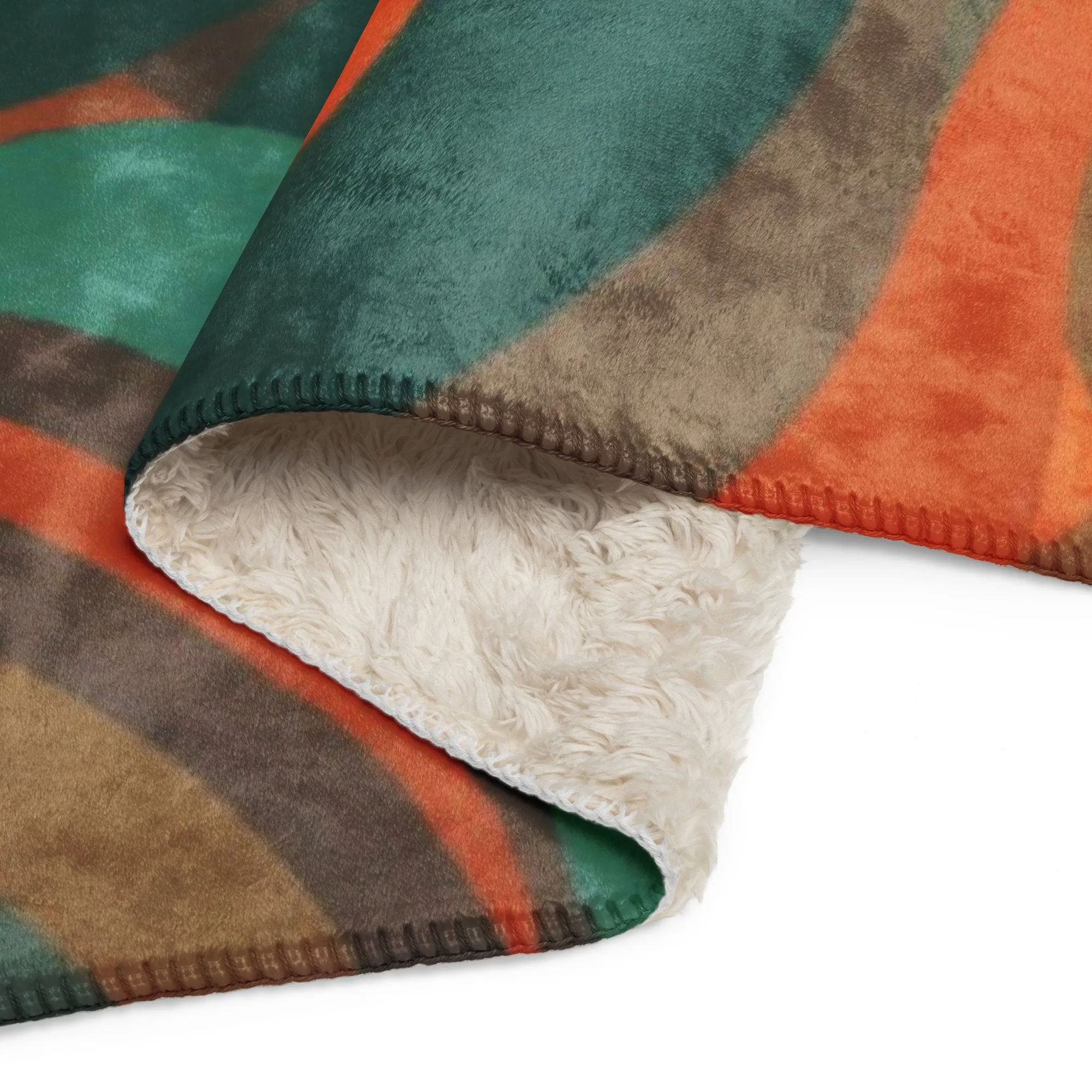 Retro Verve Sherpa Blanket with Vibrant Abstract Print