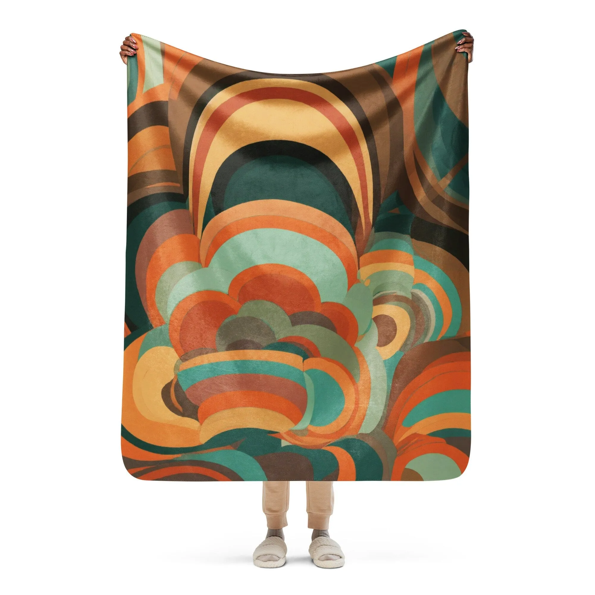 Retro Verve Sherpa Blanket with Vibrant Abstract Print