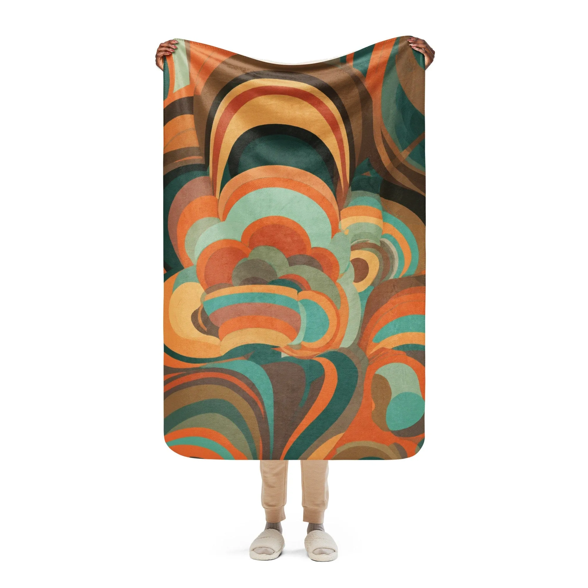 Retro Verve Sherpa Blanket with Vibrant Abstract Print