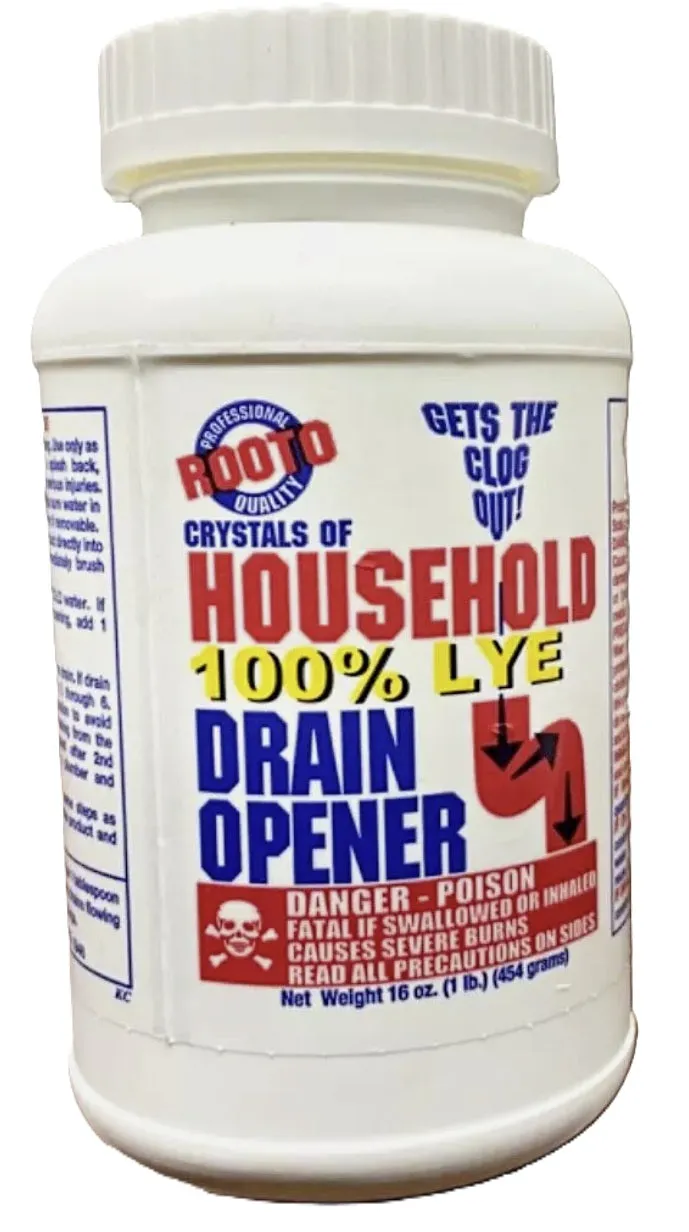 Rooto 1030 1 LB Container Of No. 4 100% Lye Crystal Household Drain Opener - Quantity of 10