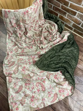 Rose Paisley Calico- Weighted Blanket or Lap Pad Cotton Fabric - Toddler, Child, Teen, Adult -Dot Minky - Anxiety, Sleep.