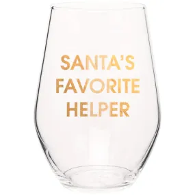 Santa's Favorite Helper Wine Glass