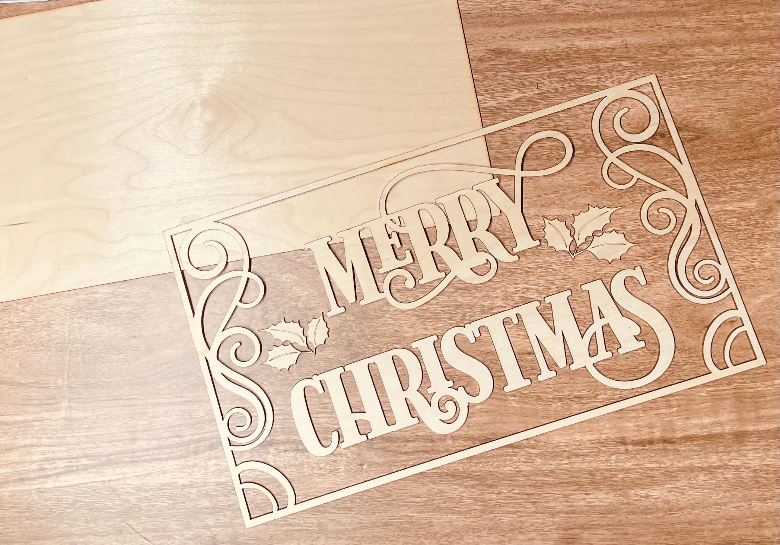 Scrolled Merry Christmas Sign SVG File Laser Ready