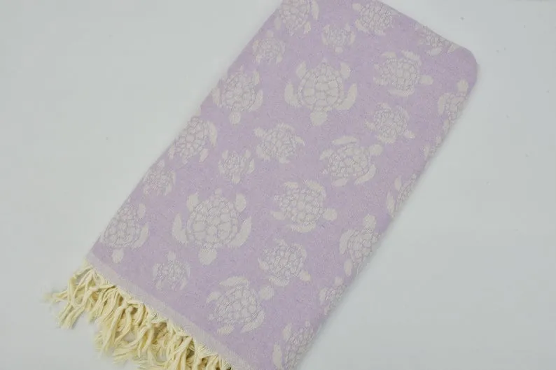 Sea Turtle Lilac 100% Cotton Towel