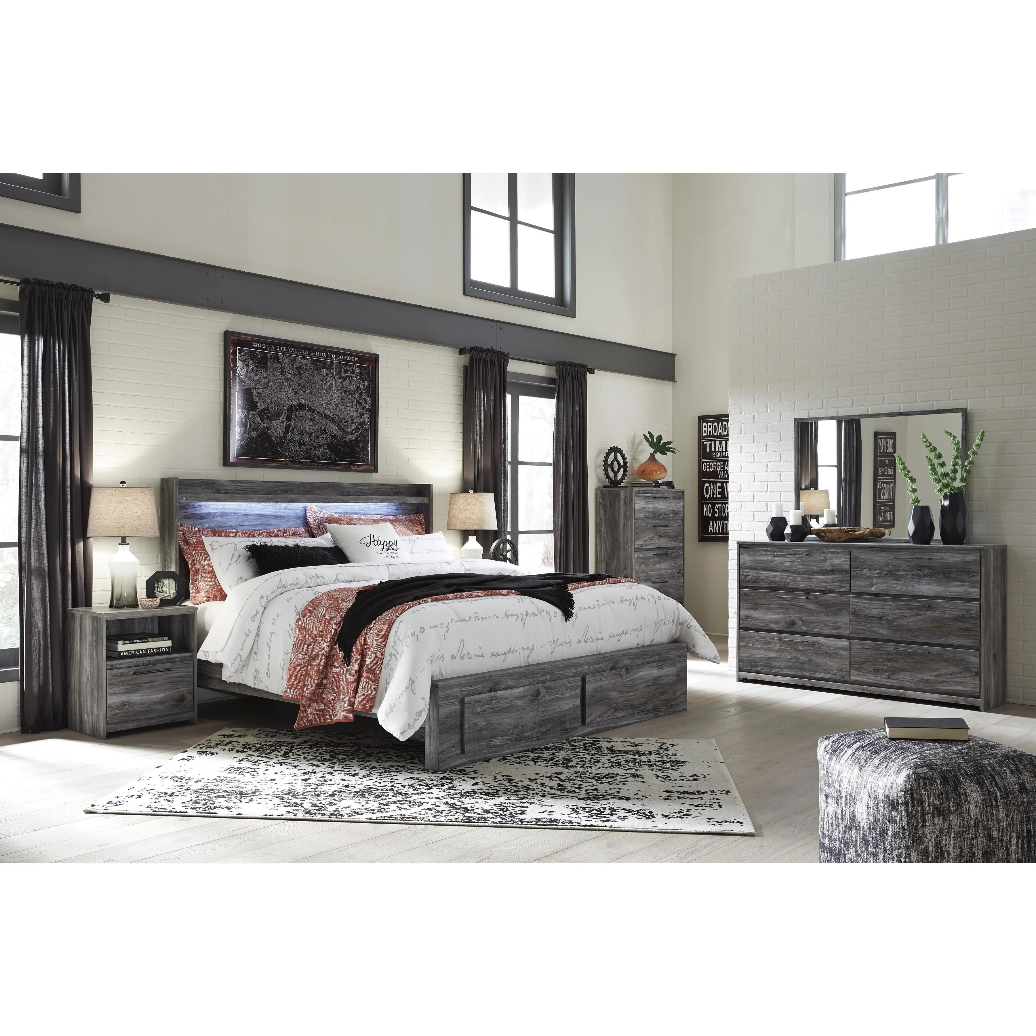 Signature Design by Ashley Baystorm B221B37 4 pc King Panel Storage Bedroom Set