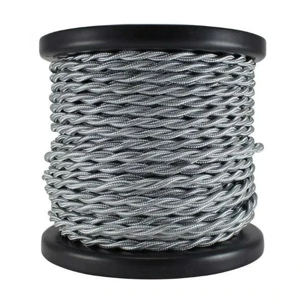 Silver Twisted cloth covered wire - Per ft.