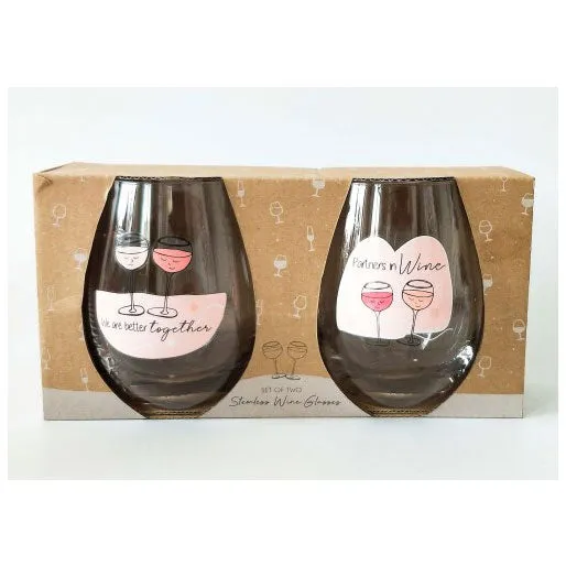 Stemless Wine Glass Set - Partners In Wine