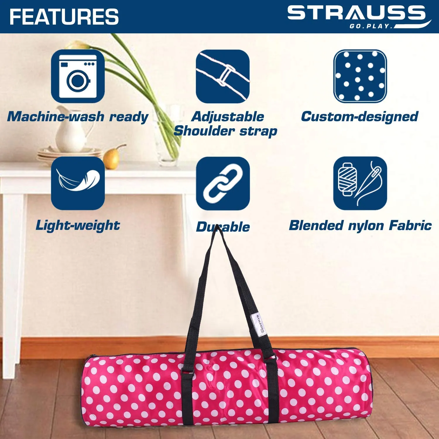 Strauss Yoga Mat 6MM,(Floral Blue) and Cooling Towel, 80 cm, (Blue)