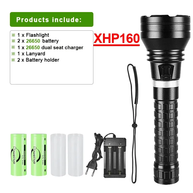 Super Bright XHP160 Diving Flashlight Led Rechargeable 800M Underwater Lamp IPX8 Waterproof Professional Scuba Diving Lantern