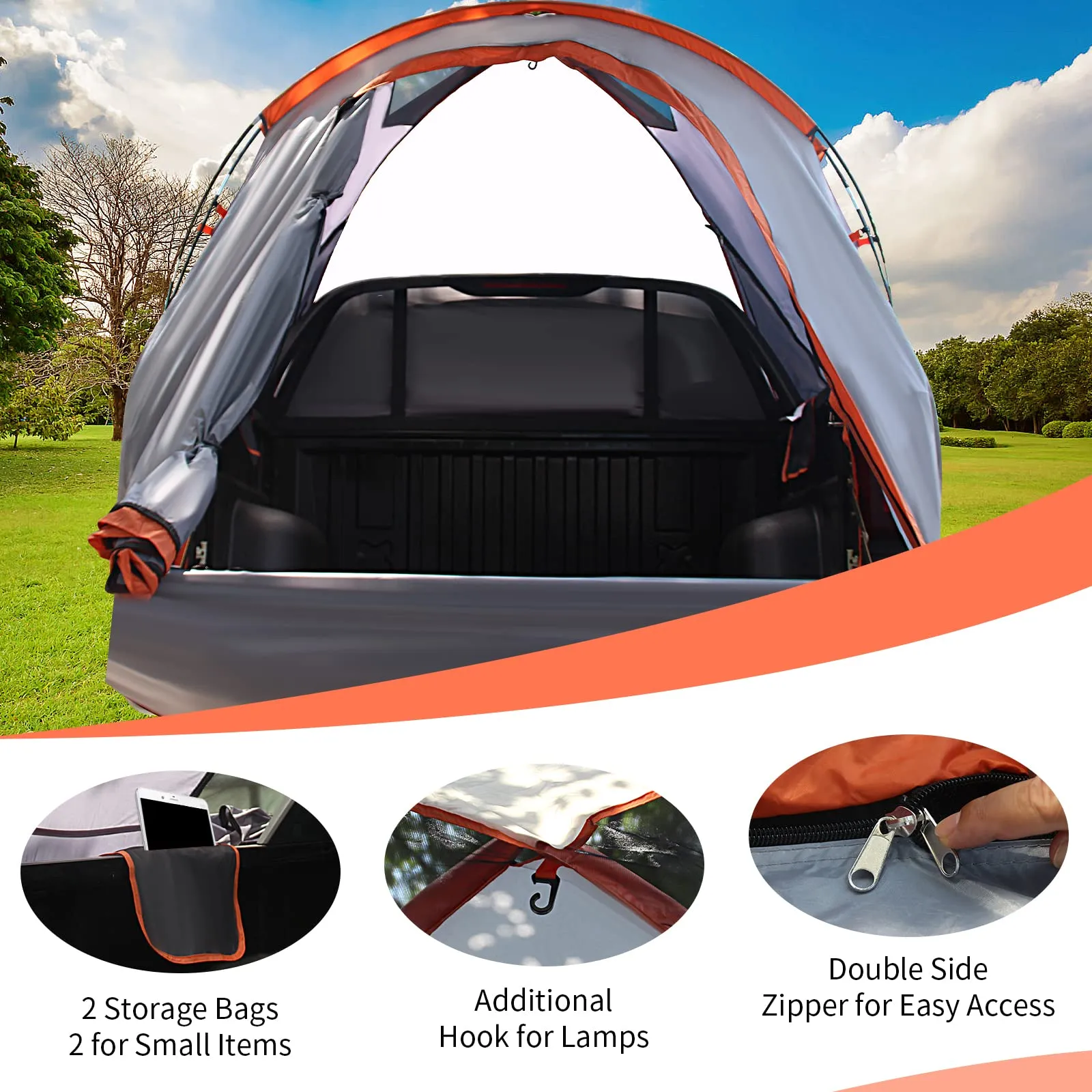 Tangkula Pickup Truck Tent for 2-Person Sleeping, 5 FT Truck Bed Tent Mid Size