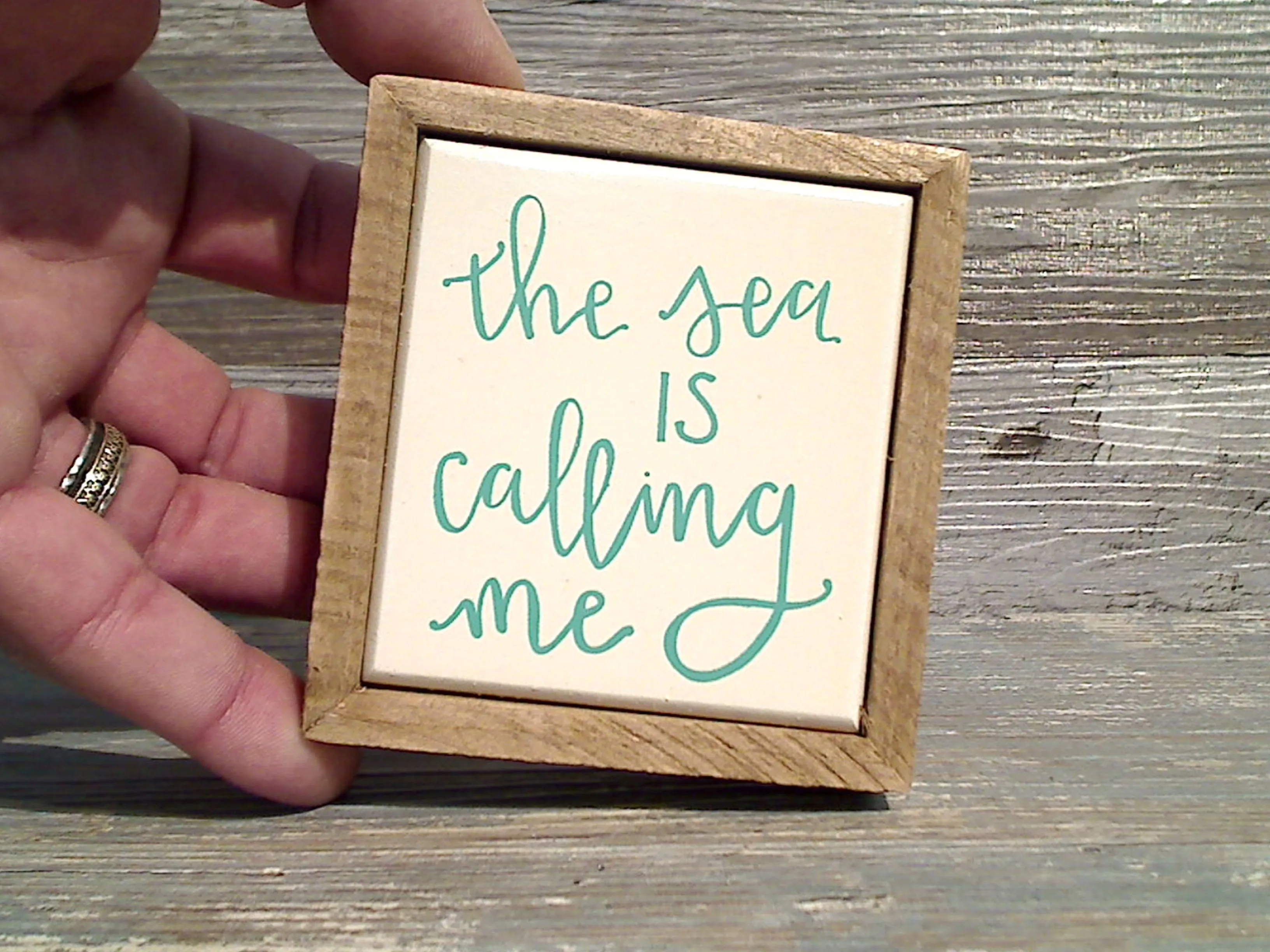 The Sea Is Calling Me 3.5" x 3.25" Mini Box Sign