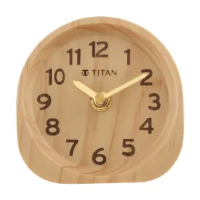 Titan Classic Light Brown Wooden Table Clock - T0003Wa01 - Analog, 11 Cm