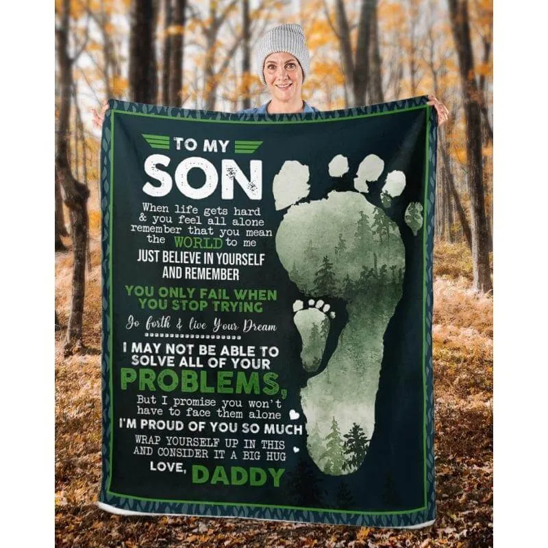 To My Son - From Dad - Footprintblanket - A324 - Premium Blanket