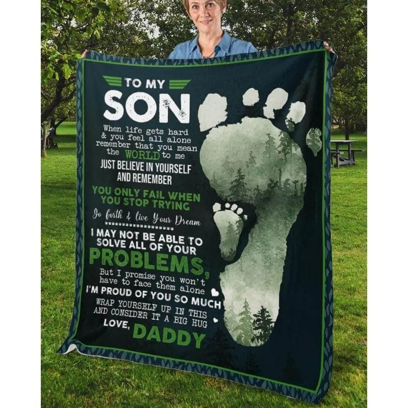 To My Son - From Dad - Footprintblanket - A324 - Premium Blanket