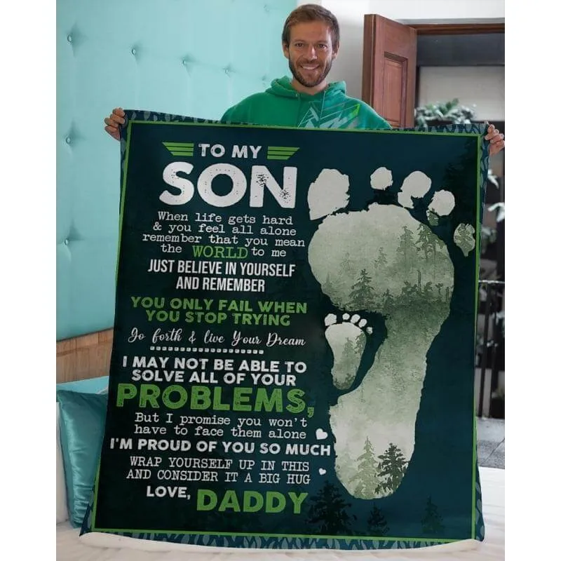 To My Son - From Dad - Footprintblanket - A324 - Premium Blanket