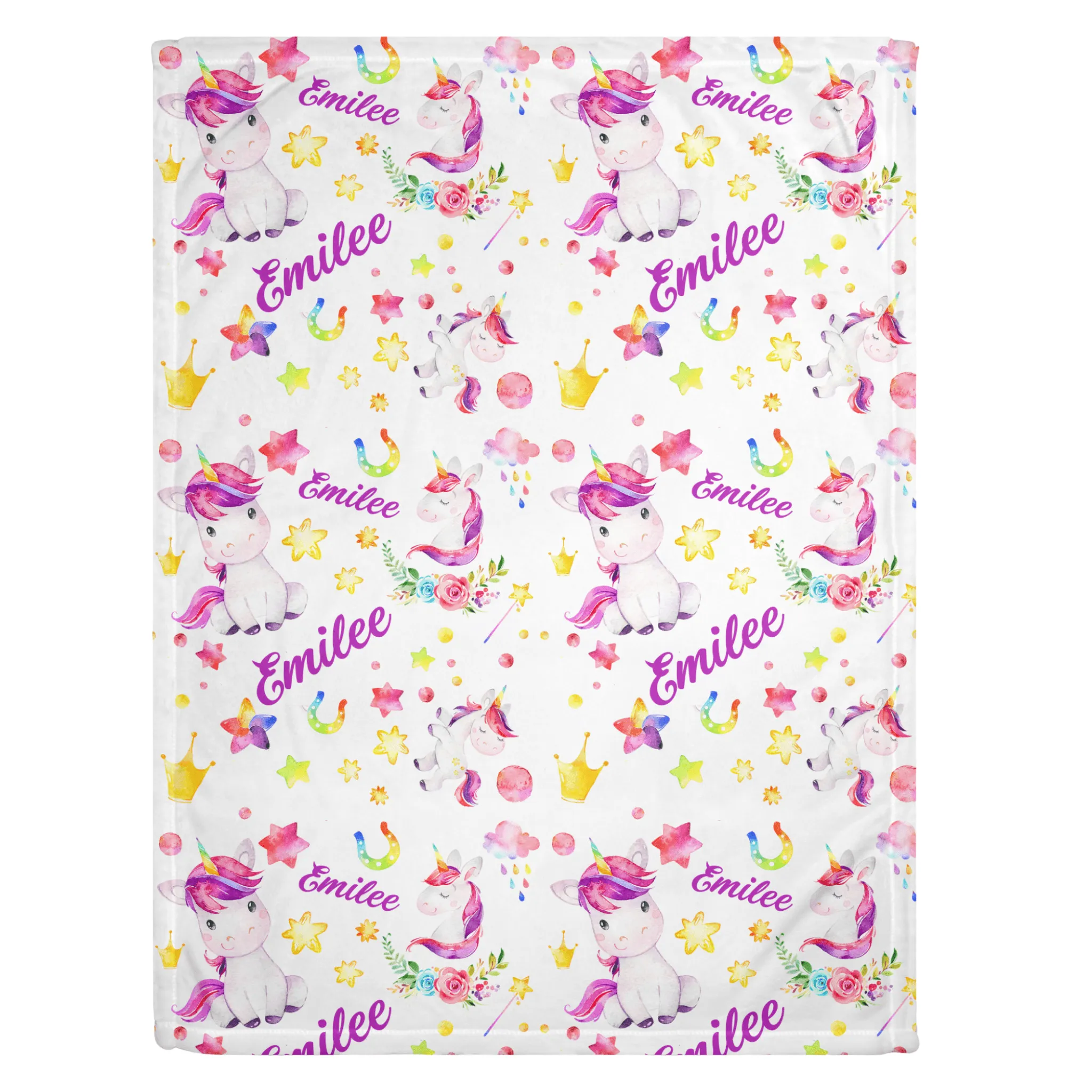 Unicorn Print Personalized Minky Blanket (Luxe Minky)