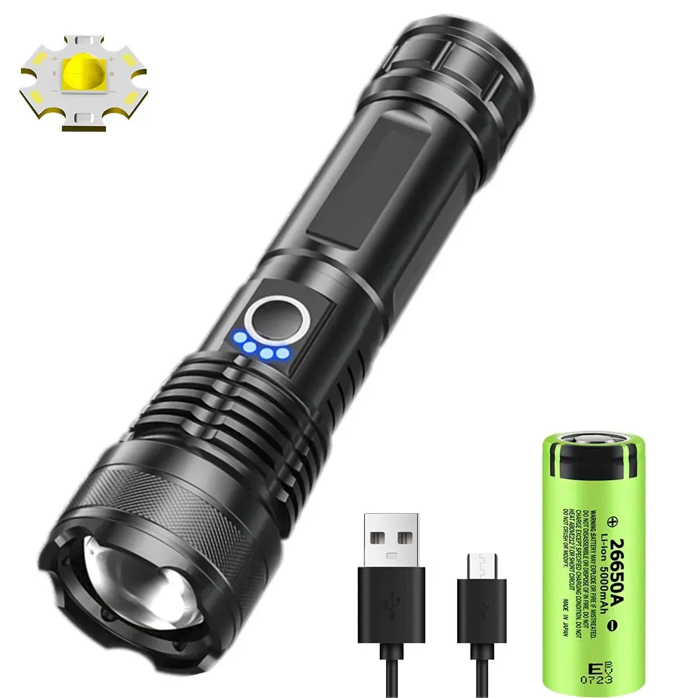 USB Rechargeable LED Flashlights High Lumens Super Bright Tactical Handheld Flash Light Zoomable,Waterproof  Emergency Lantern