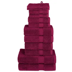 vidaXL 12 Piece Premium Towel Set SOLUND Bordeaux 600 GSM - Luxurious & Absorbent Cotton Towels