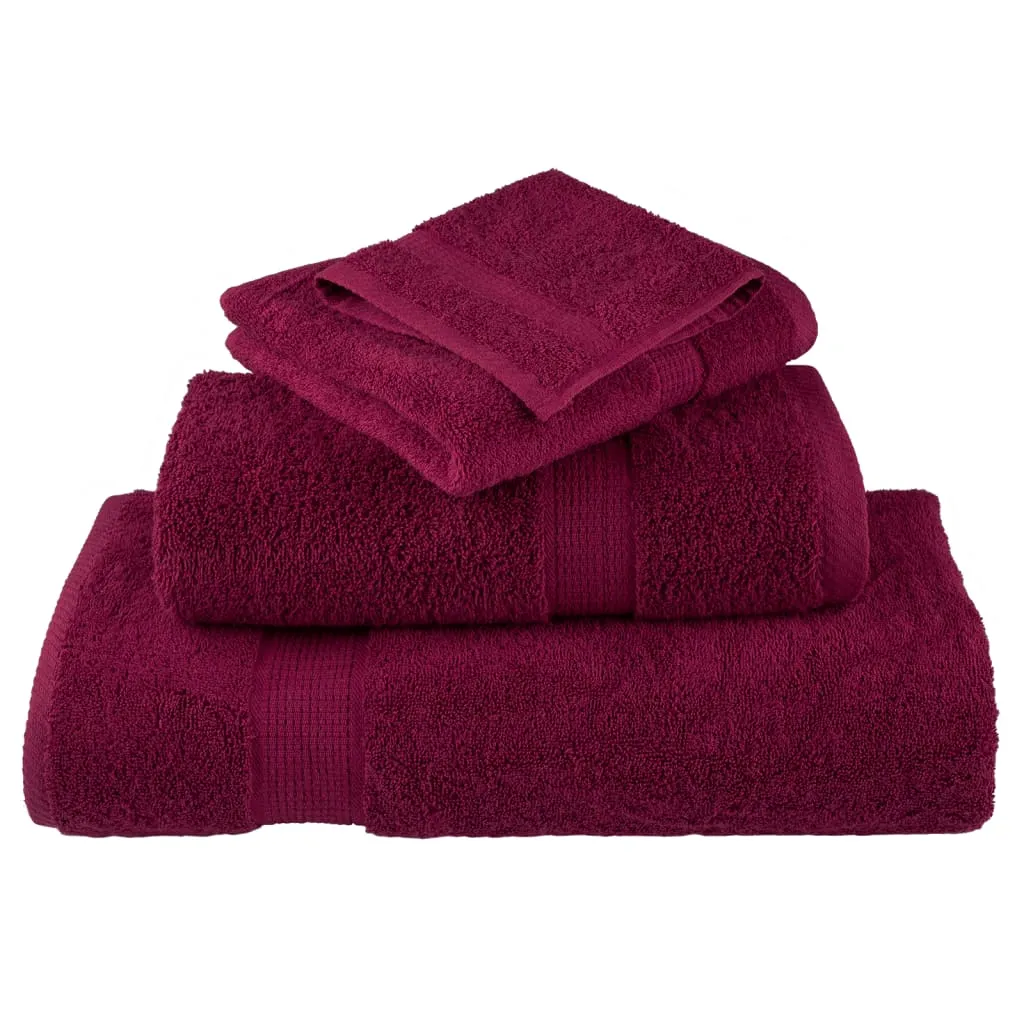 vidaXL 12 Piece Premium Towel Set SOLUND Bordeaux 600 GSM - Luxurious & Absorbent Cotton Towels