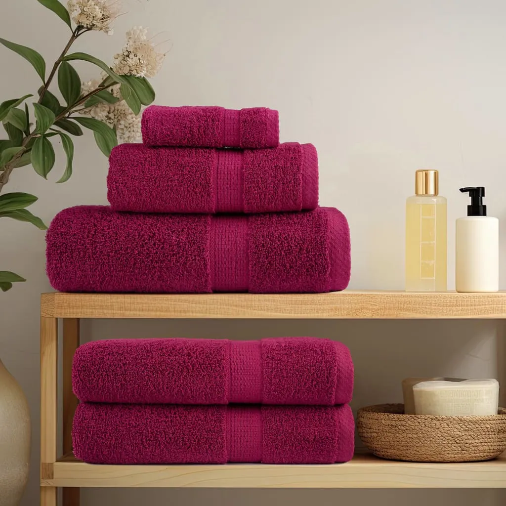 vidaXL 12 Piece Premium Towel Set SOLUND Bordeaux 600 GSM - Luxurious & Absorbent Cotton Towels