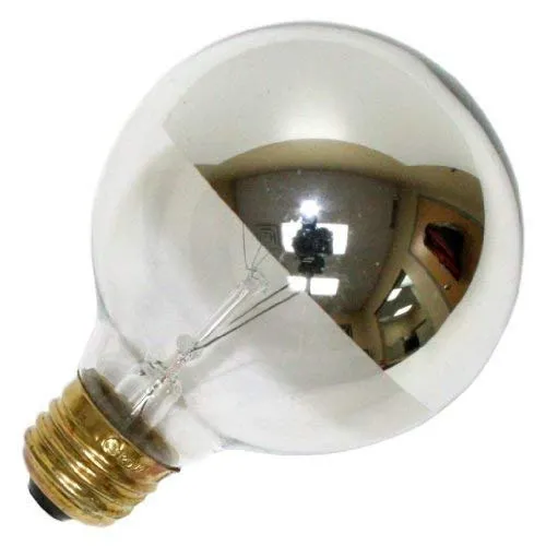 Westinghouse 0315500 25 Watt Incandescent G25 Globe Half Chrome - 2700 Kelvin - Warm White - E26-Medium Base - 120 Volt - Box