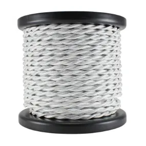 White Cloth Covered Twisted Cord - 100 foot spool - 18 AWG