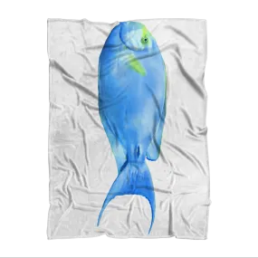 Yellow and Light Blue Fish Sublimation Throw Blanket