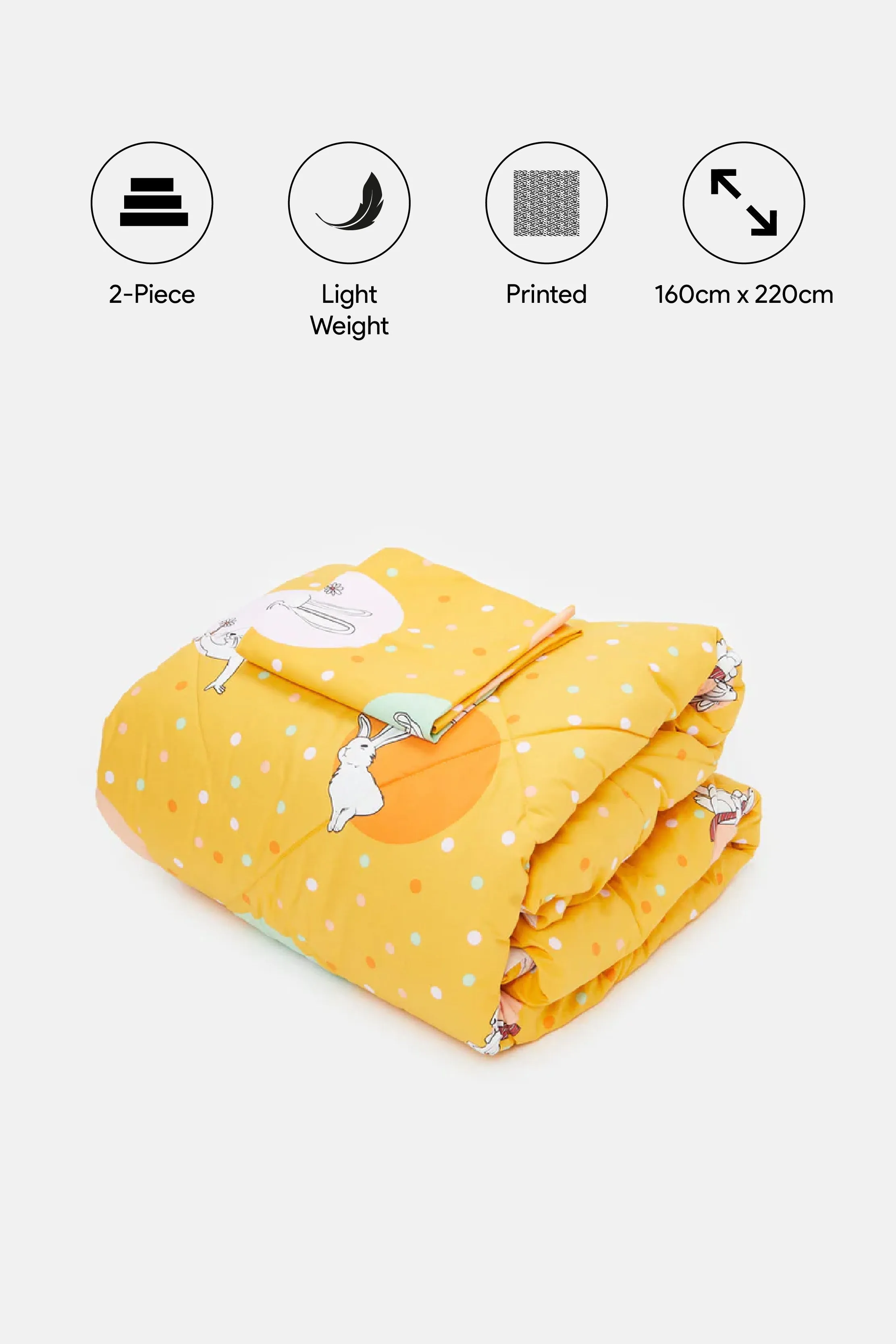 Yellow Bunny Printed Kids Comforter (Single Size)